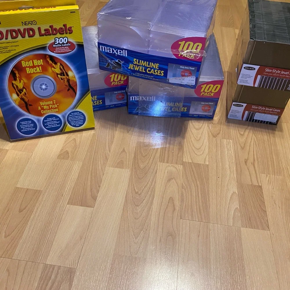 ALL 300 Maxell CDs, CD/DVD Labels, and 350 Jewel Cases Set for $50